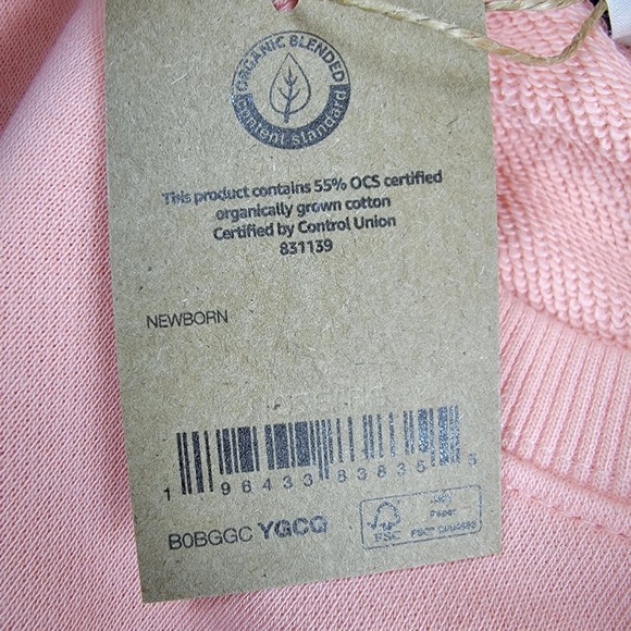 Unisex Organic Cotton Peach Crewneck Sweatshirt Newborn Lot of 2 - Picture 10 of 12